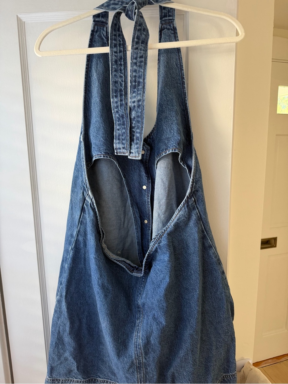 REFORMATION BRITTANY HALTER DENIM MINI DRESS - Picture 3 of 5